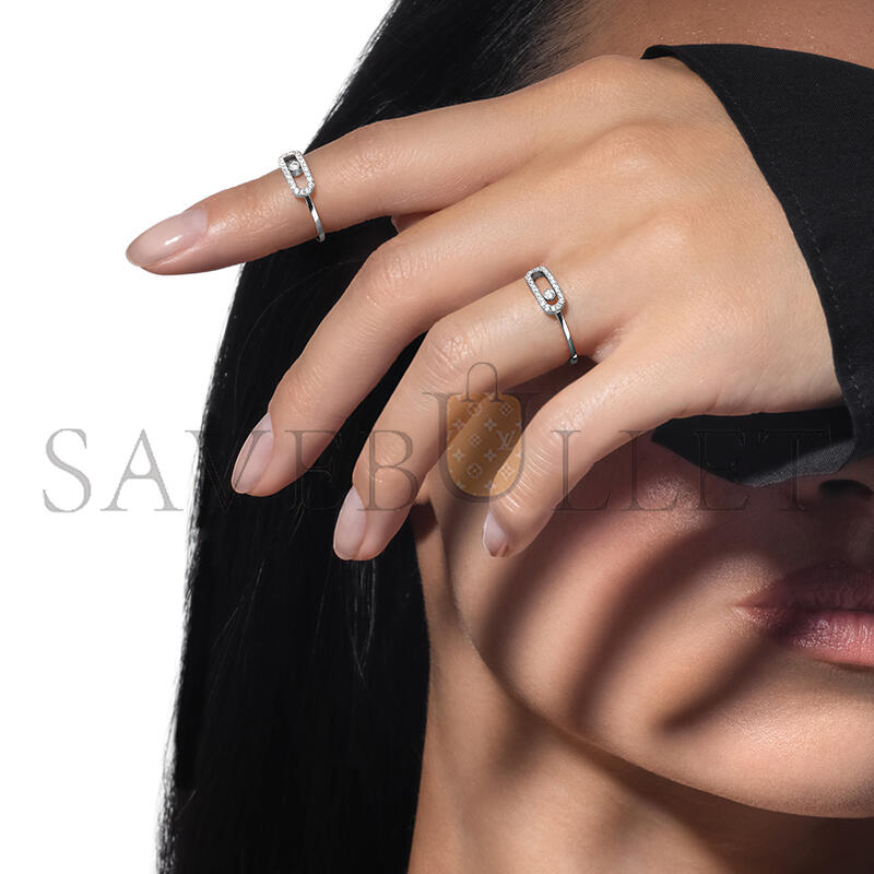 Mes1kaa move uno half pavÉ ring white gold d1am0nd ring 04705-wg